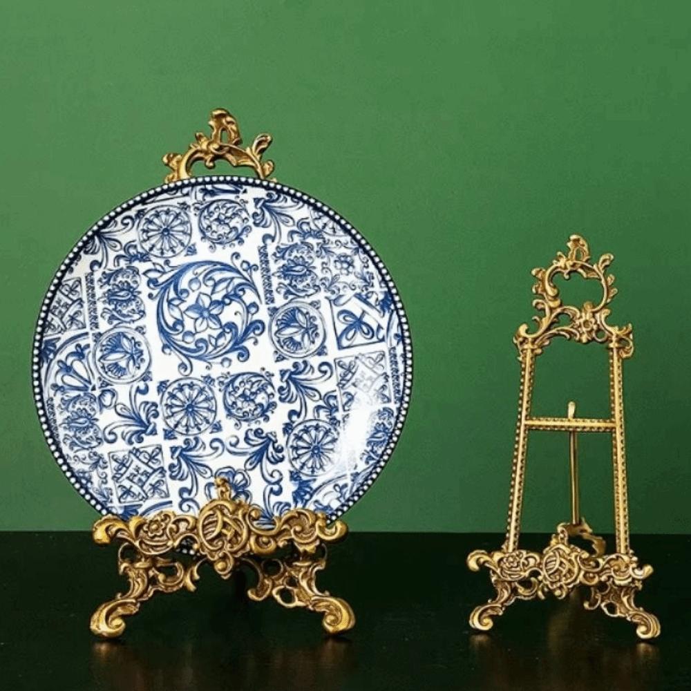 Creative Frame Bracket Gold Display Storage Rack Retro Style Plate Display Stand Bedroom Decor