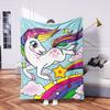 Cartoon unicorn digitalprinted polyester Bedroom velvet flannel soft sofa cover blanket Fleece soft sofa cover blankets