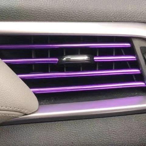 10Pcs 20cm U-shaped Car Air Outlet Decoration Strip Chrome-Plated PVC Colorful Shiny Car Trim Strip Auto Interior Accessories