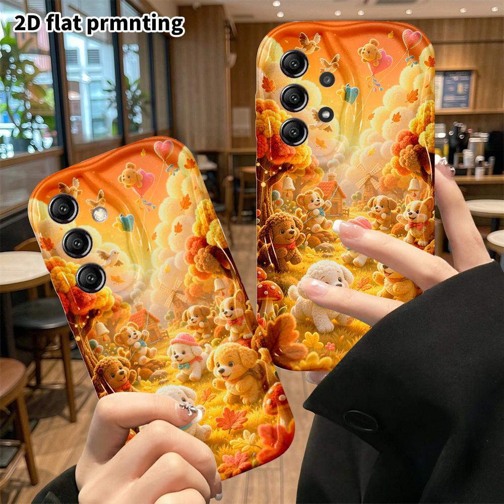 Phone Case: 2D flat, fits Samsung Galaxy A34 A35 M05 M06 S20 S22 S21 FE Plus 5G protective case, little dog flying a kite, perfect Christmas and Hallo