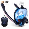 OLIKEI Full Dry Double Tube Snorkeling Mask for Adult Full Face Diving Mask Anti-Fog Leakproof Scuba Swimming Masks Safe Breathing Underwater Goggles