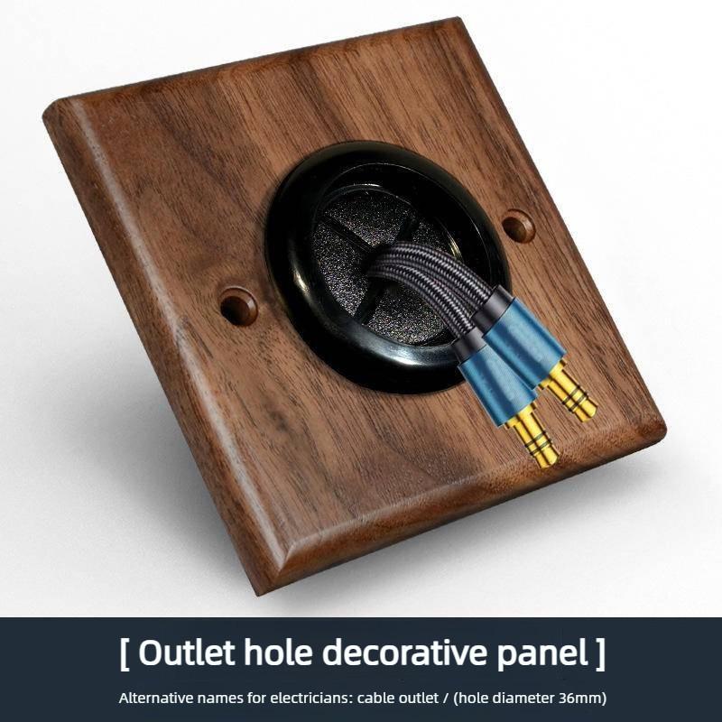 Black Walnut Solid Wood Brass Lever Retro Switch Panel Wall Mount 86 Open Line Box Surface Three Open 16A Socket