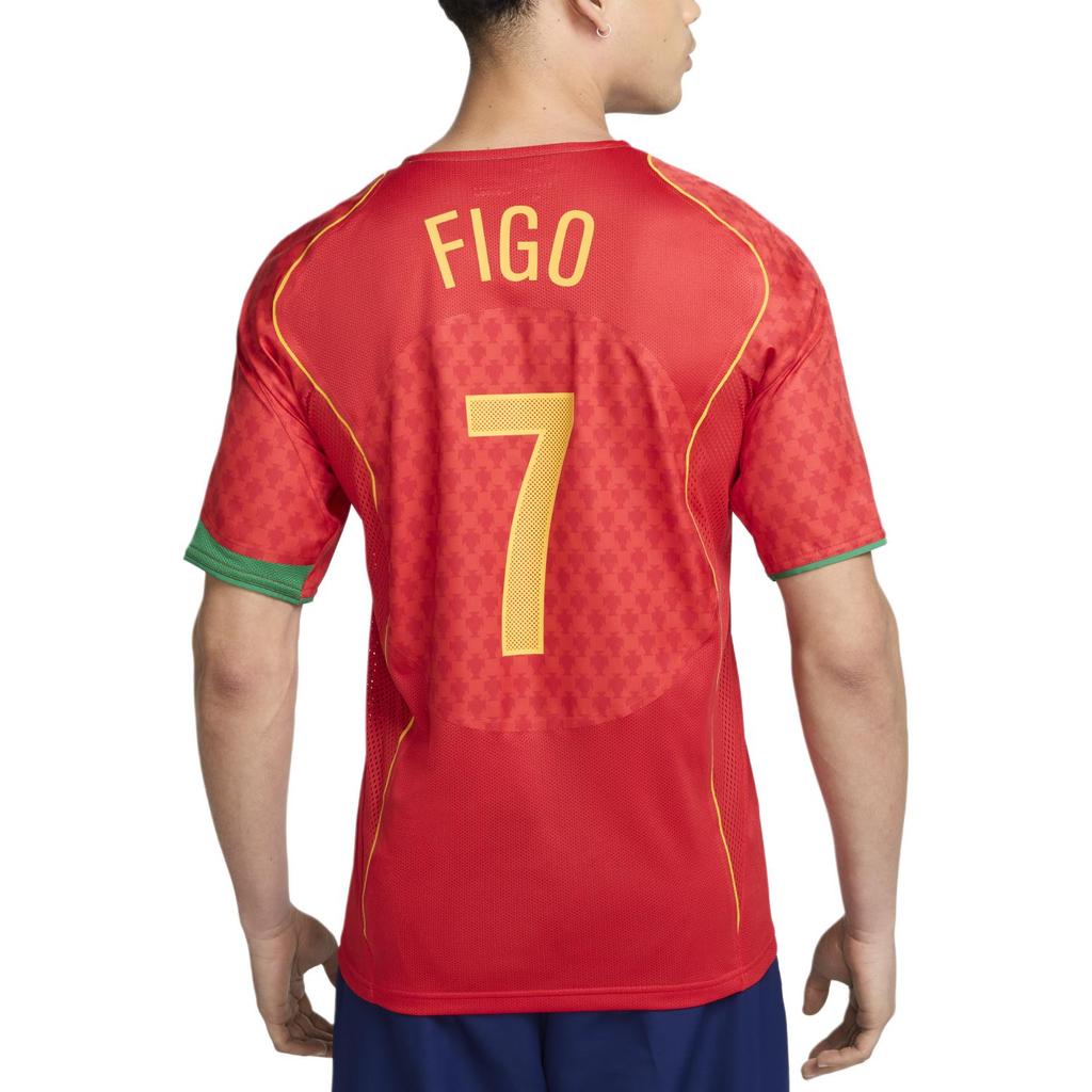 Nike 2004 Portugal Home 7 Figo Logo Round Neck Short Sleeve Football Shirt Unisex Football Shirt Red HV9708-614