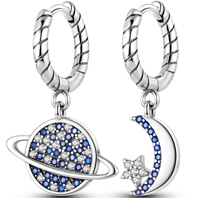 Sales100% S925 Стерлингового Серебра Звезда Луна В Форме Сердца Женские Серьги Подходят Оригинальные Серьги Свадебные Изящные Ювелирные Изделия Подарки