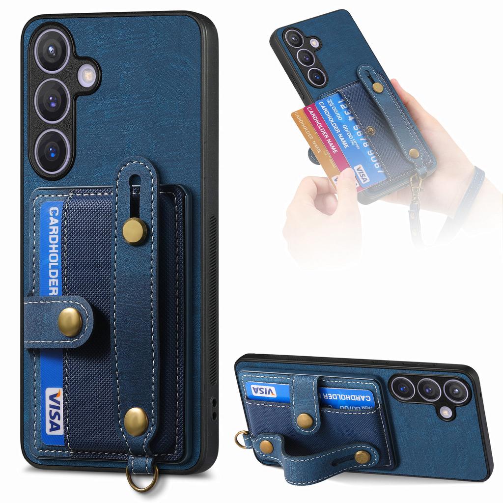 Кошелек-чехол с карманами и ремешком на запястье для Samsung Galaxy S24 Ultra S23 S22 Plus S21 FE A04 A14 A24 A34 A54 A15 A25 A72 A73