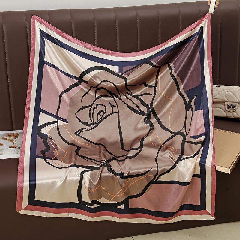 New European and American Printed Silk Square Scarf Fashion Women's Versatile Bag Headscarf Professional Scarf Silk Scarf