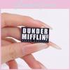 Stylish Geometric Letter Dunder Mifflin Pin Unique Black And White Metal Badge Accessory