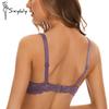 Women's Side Breast Control Full Cup Bra Plus Size Thin Cotton Cup Lace Bra Sexy Push Up Underwire Bra 36-42 C/D