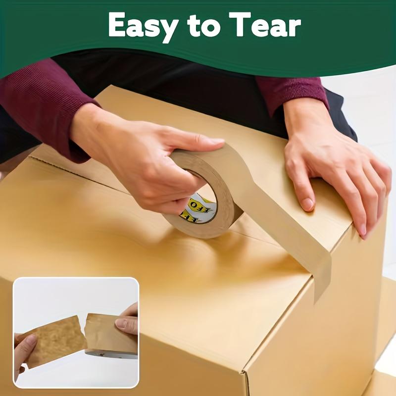 1 Roll Water-Free High Adhesion Kraft Paper Tape, Writable Hand-Tear Masking Tape for Carton Sealing, 5cm X 1000cm