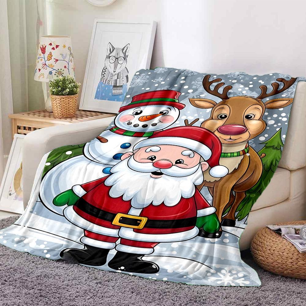 1pc Christmas, Santa Claus Blanket Lightweight Flannel Blanket Throw Blanket For Sofa, Bed, Travel, Camping, Livingroom, Couch, Chair, And Bed yy25090