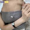 New 925 Silver Smooth Bead With Snake Chain Long Pendant Necklaces for Women Aesthetic Tassel Clavicle Chain Choker Fine Jewelry