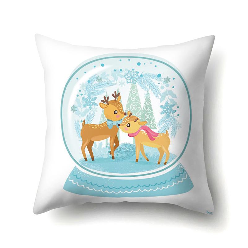 Polyester Pillowcase Automobile Decoration Home Printed Deer Pillowcase Waist Cushion Cover Car Cushion Head Cushion Cover