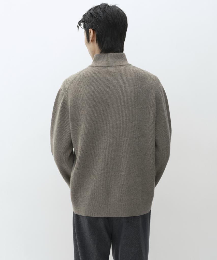 MUSINSA STANDARD [Victoria Wool] Minimal Ribbed Quarter Zip Sweater [Taupe]