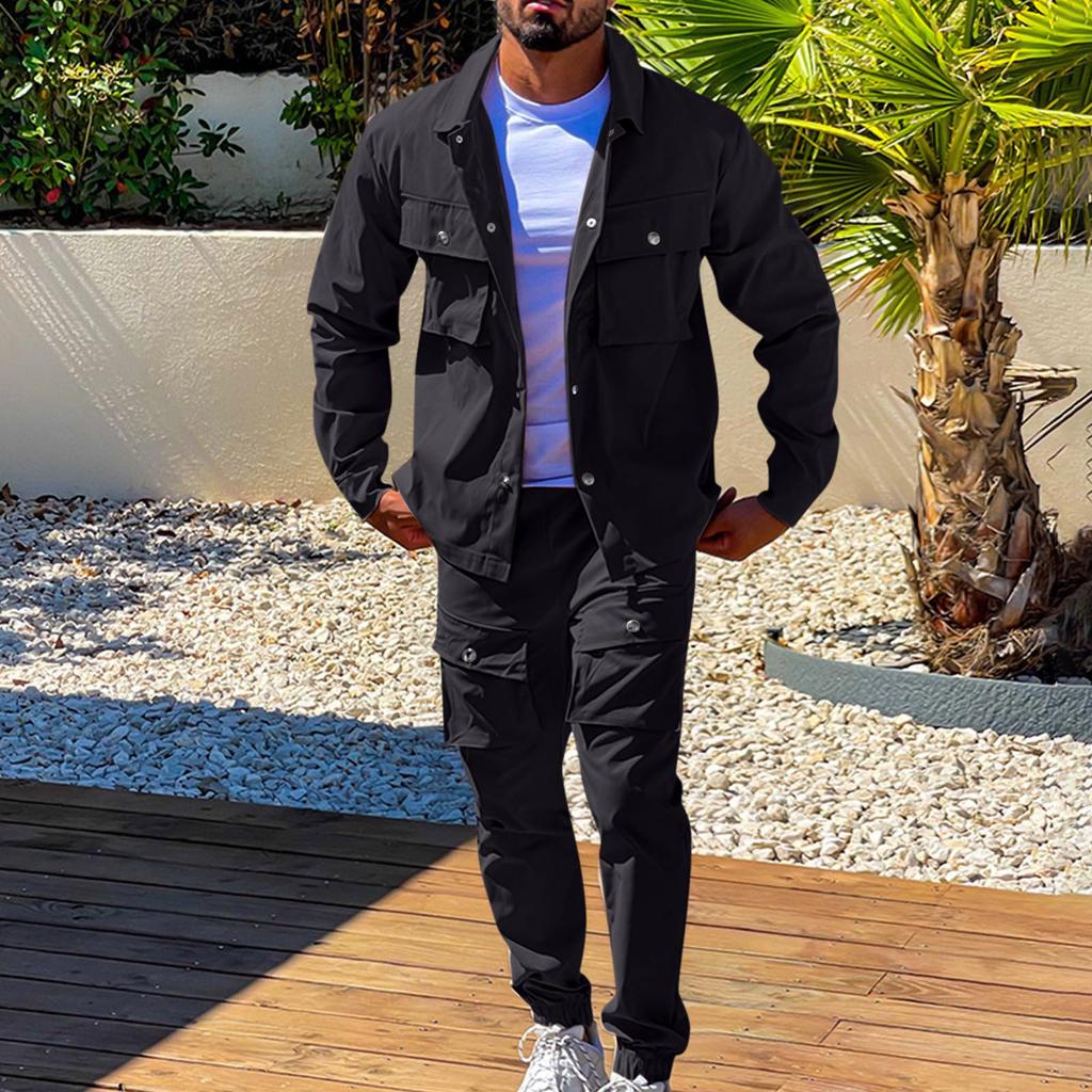 Мужской однотонный модный повседневный комплект, легкая мужская повседневная куртка-костюм