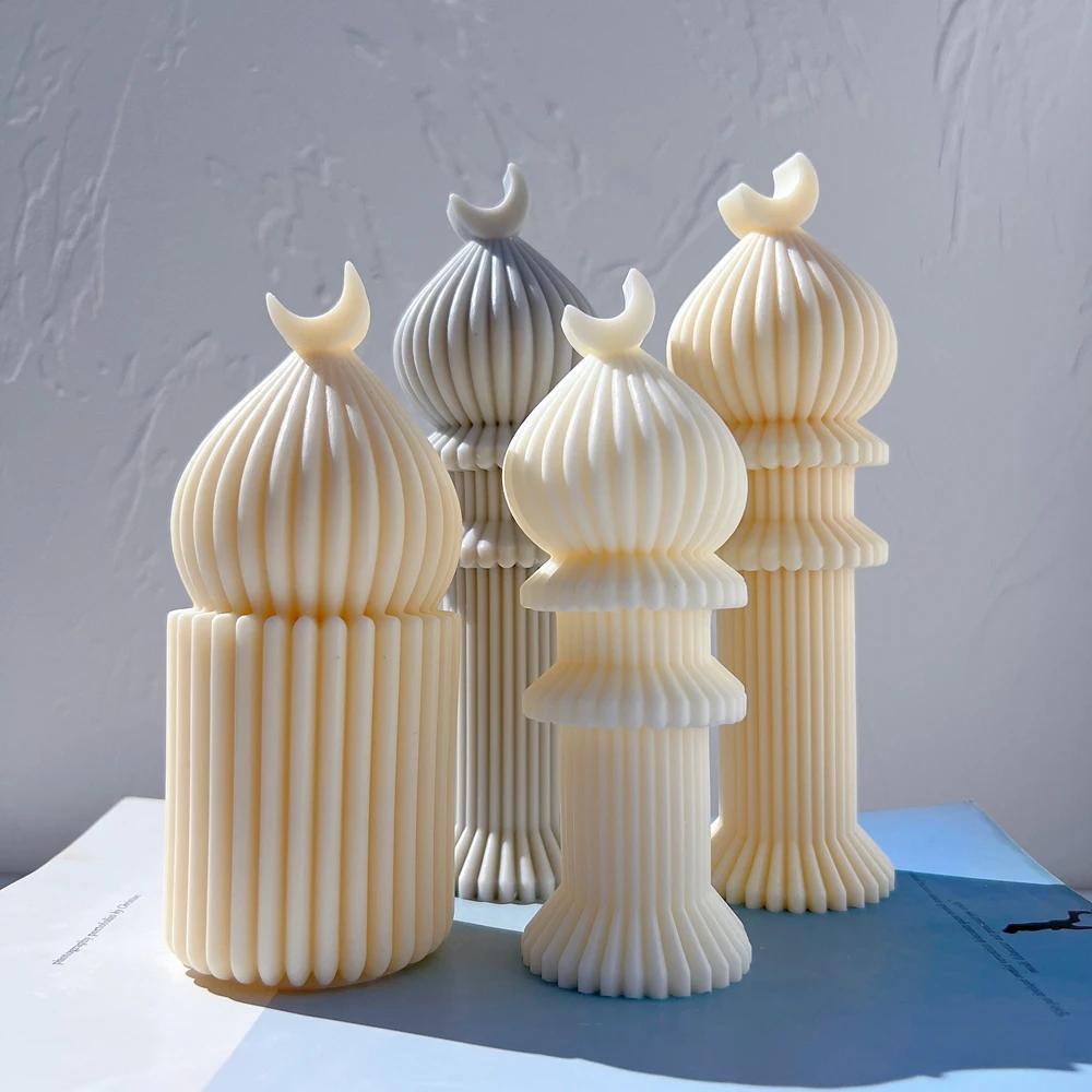 Силиконовая форма для свечи-столба на декор Рамадана, исламская, мусульманская, форма для свечи-столба, соевый воск, форма для украшения Ид Мубарак Рамадан