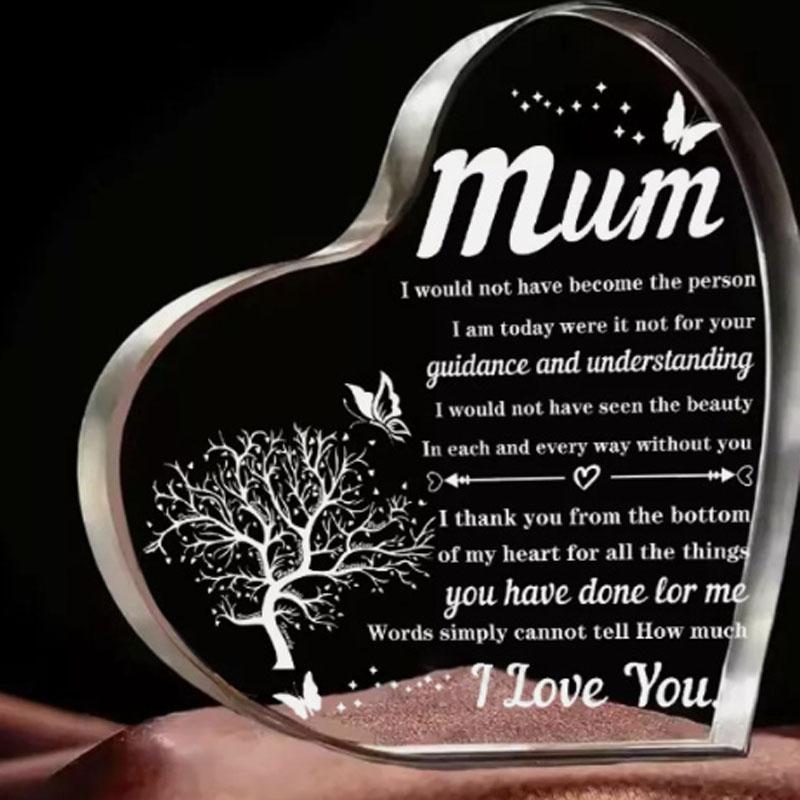 Mum Heart-Shaped Block Acrylic Plaque Birthday Mothers Day Present For Mum Mummy