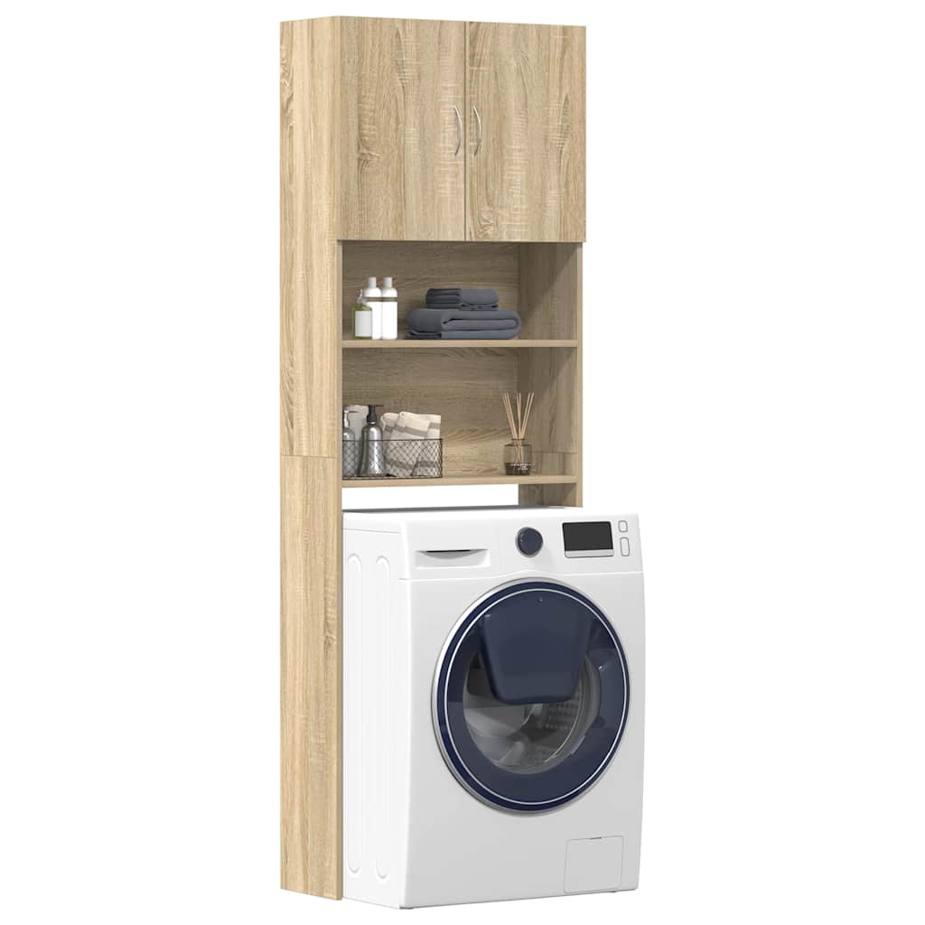 Washing Machine Cabinet in Sonoma Oak 64 x 24 x 190 cm Engineered Wood