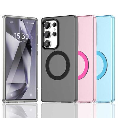 Магнитный беспроводной зарядный чехол для Samsung Galaxy S25 Ultra S24 FE S23 Plus Чехол Конфетные цвета Прозрачная задняя крышка Coque