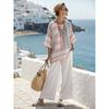 Printed short-sleeved shirt trousers set Comfortable casual loose round neck top High waist trousers two-piece set