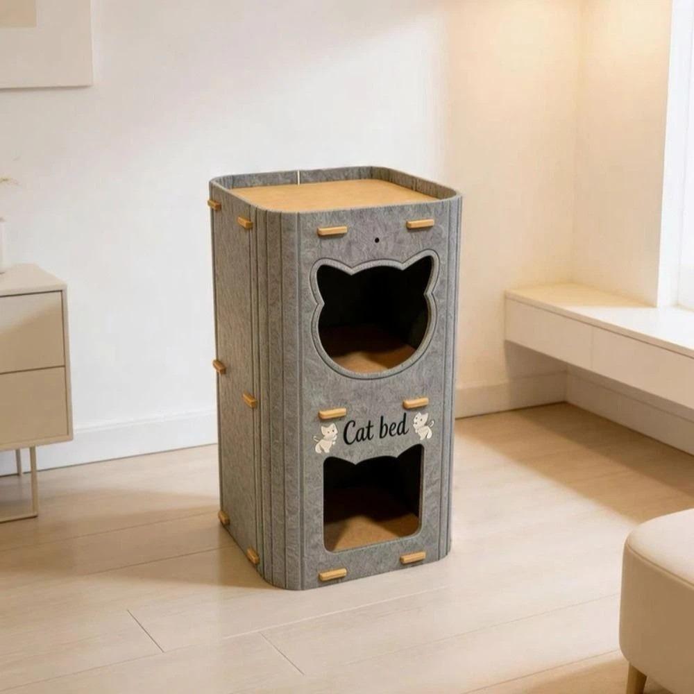Double Layer Cat House Felt Cat Scratching Board Creativity Cat Castle Bed Cat Supplies