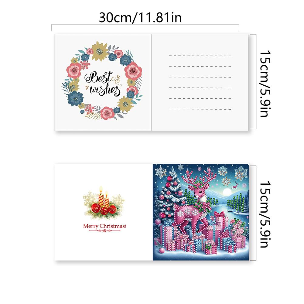 6Pcs Diamond Painting New 2025 Christmas Greeting Card DIY Handmade Rhinestone Diamond Painting Art Wish Cards for Family Friend