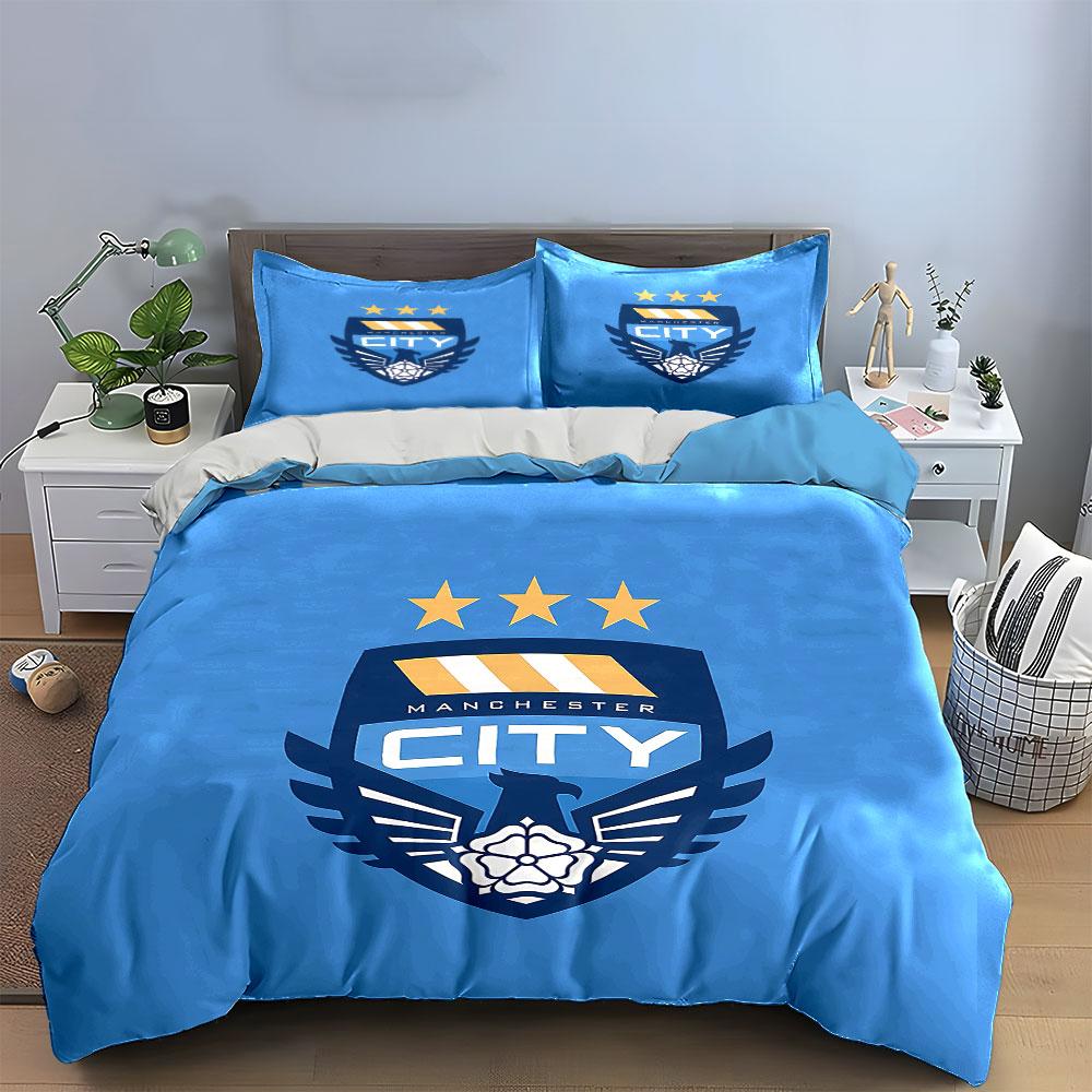 "Manchester City Blue Bedding Set" Bedding Duvet Cover Set Duvet Cover Pillowcases (1 * Duvet Cover 2 * Pillowcases, without duvet insert)
