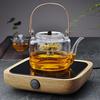 Чайник Электрическая Керамическая Плита Нагрев Фильтр Стекло Заваривание Чайник Чайник для Приготовления Чая Чайник для Цветочного Чая Плоский Бамбуковый Чайник с Подъемной Ручкой