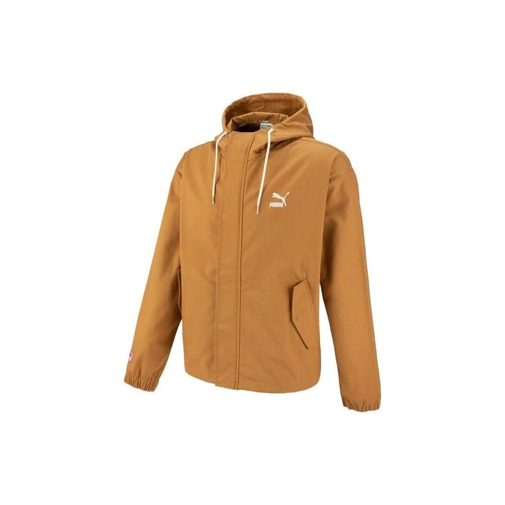 Puma Printed Logo Zip-Up Hooded Jacket Unisex Jackets Brown 537523-74