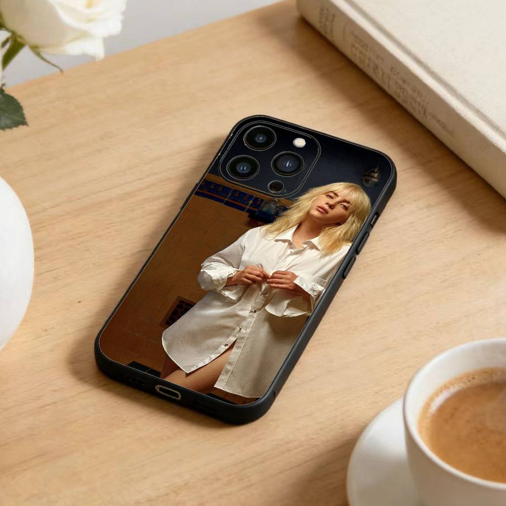 Чехол для телефона Billie Eilish для iPhone 17 16 15 14 13 12 Max Plus Силиконовый Черный Чехол