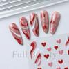 Valentine's Day Nail Art Stickers Glitter Pink Heart Line French Adhesive Nail Stickers