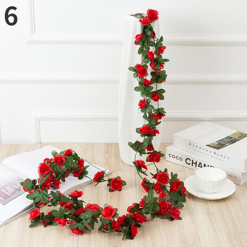 250CM Rose Artificial Flowers Christmas Garland for Wedding Home Room Decoration Spring Autumn Garden Arch DIY Fake Plant Vine
