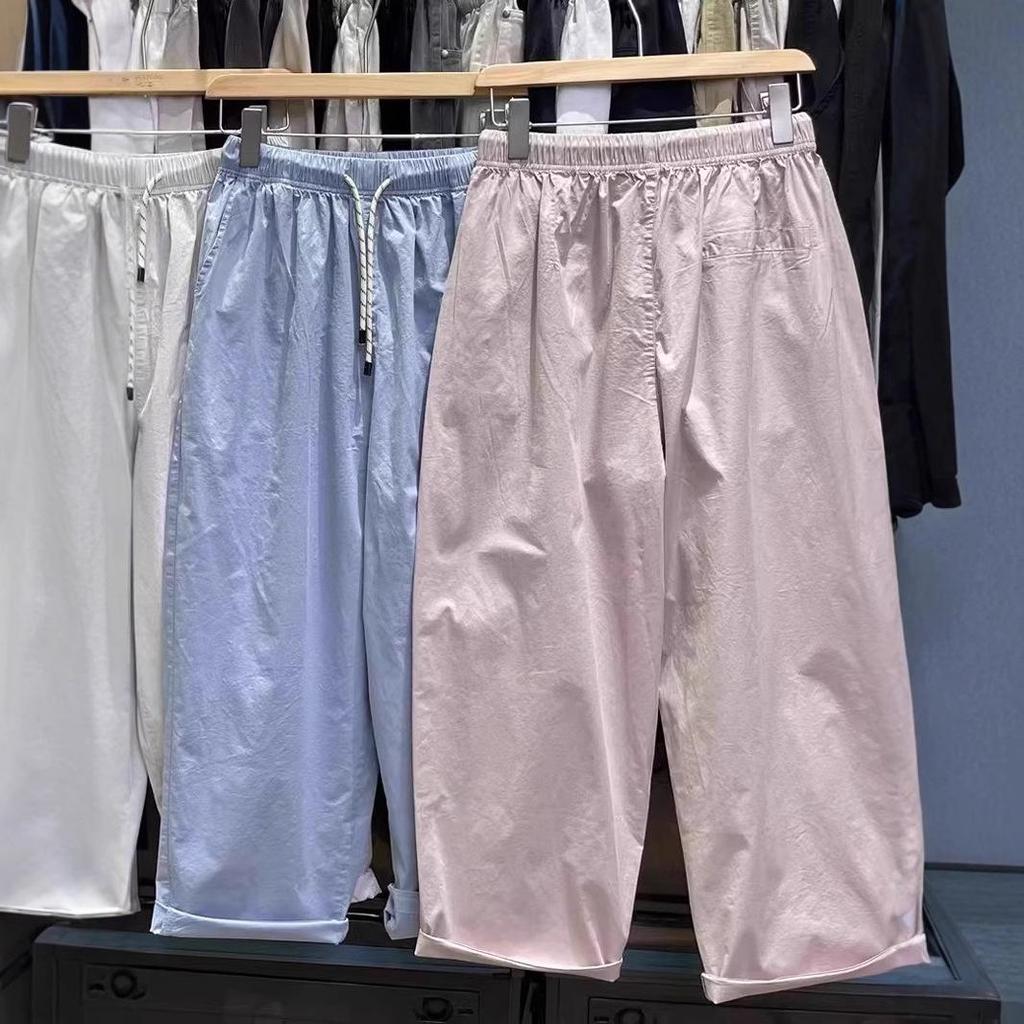 Nine Stone High Waist Stretch Carrot Pants - Summer Elastic Drawstring, Loose Fit, Plus Size, Korean Style Casual Wear