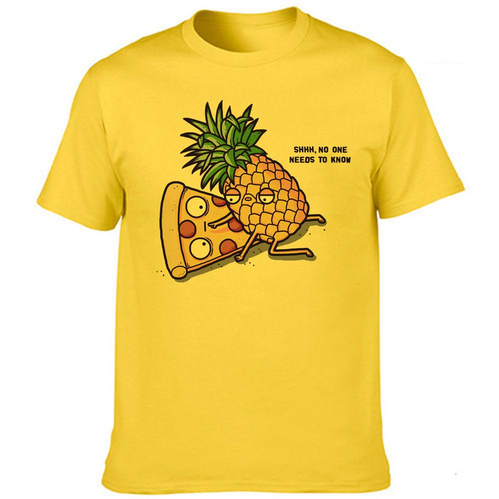 Men Clothes Pineapple Pizza Fruit Printed Funny Aesthetic Shirt Leisure Short Sleeve O Neck T