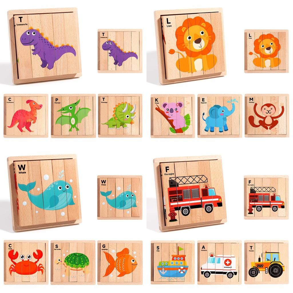 Stacking Kids Wooden Blocks With Cognitive Domino Game For Development Preschool