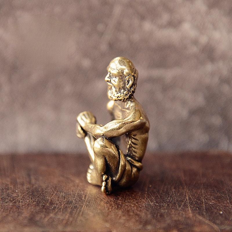 Антикварные латунные Дхарма Sratue Будда Медные фигурки Миниатюры Основатель буддизма Винтаж Твердый бронзовый орнамент Ремесленные украшения для стола