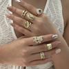 Vintage Heart Leaf Open Ring for Women Exaggerated Irregular Cubic Zirconia Wide Open Rings Party Stackable Jewelry Gift