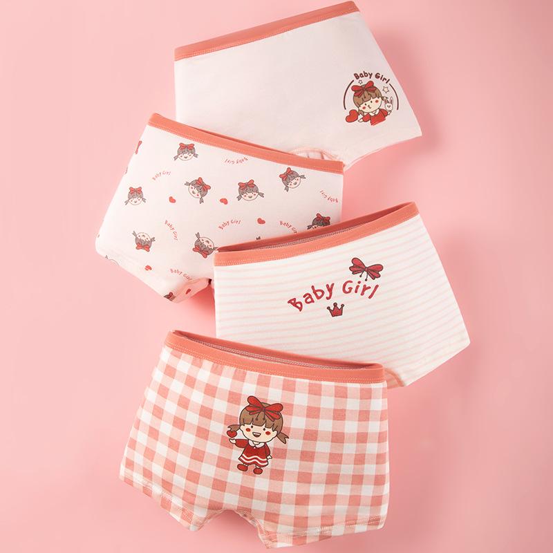 4 Pcs Girls Underwear Soft Breathable Kids Boxers Comfortable Children Underpants