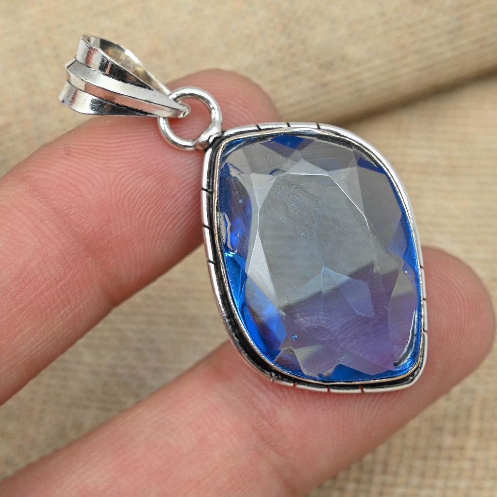 Танзанит Драгоценный камень Твердый стерлинговый серебристый стерлинговый серебристый 925 Подвеска ручной работы Юбилейный подарок