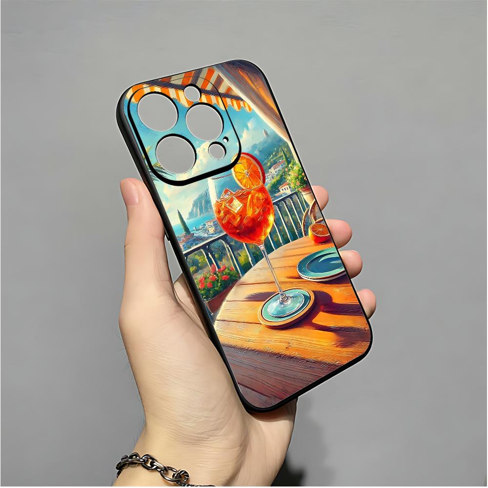 Чехол для телефона Aperol Spritz для iPhone 16,15,14,13,12,11,XS,XR,X,8,7,Pro,Max,Plus,mini Силиконовый Черный Чехол