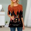 Plus Size Women Flower Black Flame Print Round Neck Casual Loose Long Sleeve Top