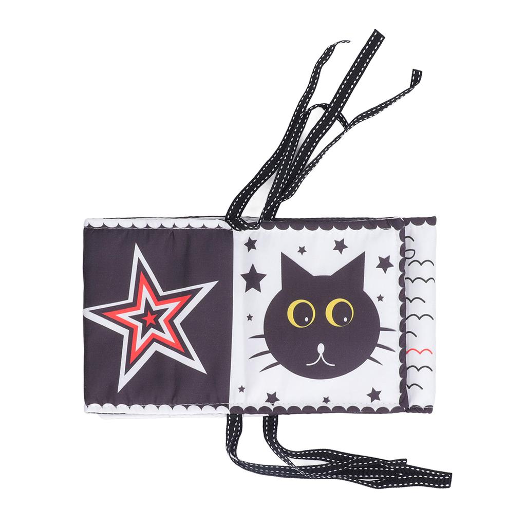 12 Pages Baby Cloth Book Double Sided Black and White Bed Surround Cloth Book for Early Education