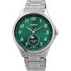 Casio Standard Moon Phase Analog Men's Watch MTP-M110D-3AV Round Face Metal Band Green