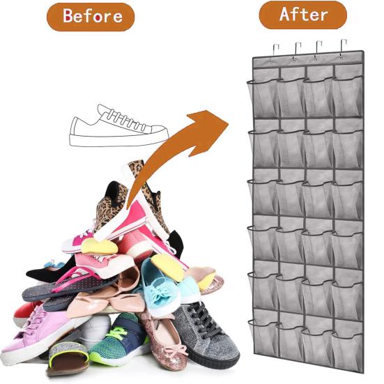 12/24 Grids Shoe Rack Storage Bag Transparent Oxford Cloth PVC Organizer Multi Layer Hand Washable Shoe Holder