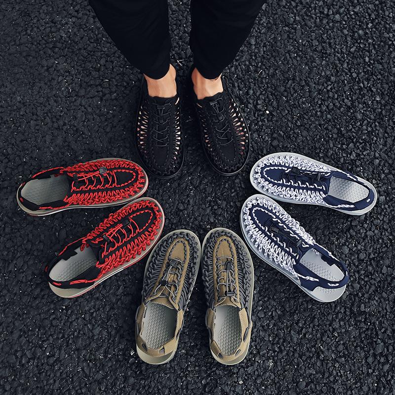 Новые дышащие сандалии размера 35-46, женские модные повседневные тканые сандалии, пляжная женская обувь, обувь для пар