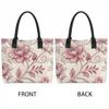  Pink Floral Tote Bag Large Capacity Reusable Fashion Shopping Handbag for Daily Use