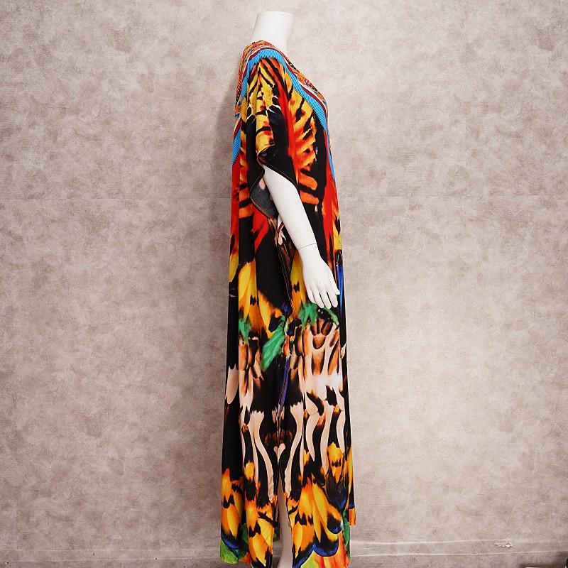 EDOLYNSA Свободный кафтан с богемным принтом, повседневное платье макси для летних каникул, женская одежда, пляжная одежда, купальный костюм, накидка Q1464