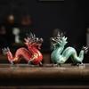 Traditional Chinese Porcelain Dragon Statue Handmade Ceramics Totem Animal Sculpture Ancient Legend Totem Ornament Craft Decor