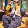 New Coral Fleece Pajamas Women's Autumn and Winter Pajamas Three Layers Thickened Plush Home Clothes Warm Cotton Home Clothes Set