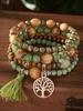 4 шт./компл. в богемном стиле с кисточкой, кулон «Древо жизни», многослойный браслет из деревянных бусин, браслет из бисера