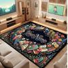 Floral Garden Theme Crystal Velvet Floor Rug Personalized Custom Name Text Warm Carpet Home Decoration